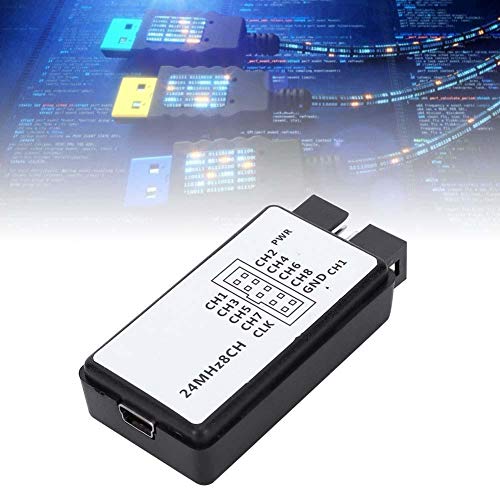 USB Logic Analyzer, USB Logic Analyzer Device Set Mini Digital Pocket Size 8-Channel Input Memory 24MHz