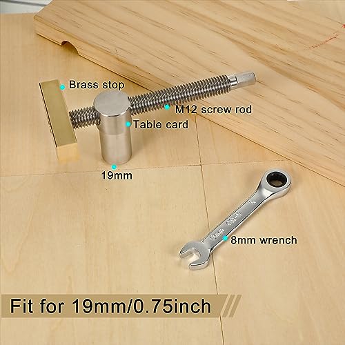Lasnten 4 Pcs Woodworking Bench Dog for Clamp 19mm Adjustable Dog Hole Clamp 3/4 Inch Stainless Steel Brass Workbench Stop Silver Workbench Accessories for Woodworking DIY Positioning Tools