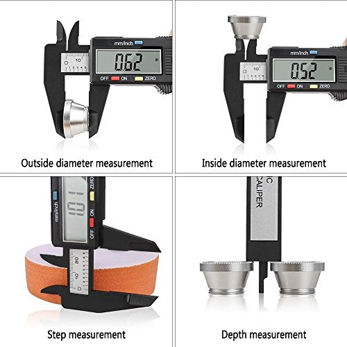 Digital Calliper, 150mm Classic Calliper with Large LCD Display for Outer, Inner and Depth Measurement, Black | inch/mm measuring tool, two batteries, brake discs diameter gauge for exterior, inner and depth measurement, black