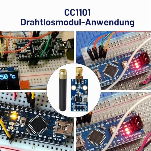 CC1101 Wireless Module with SMA Antenna Binghe CC1101 433M Transmitter Receiver Module with SMA and Antenna Rod DC 1.9-3.6V SPI Interface Compatible with Arduino