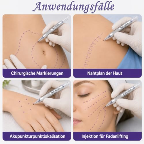 6 Stück Doppelkopf Tattoo Stifte – Tattoo Pen Set Aus Kunststoff, Tattoo Zubehör Für Profis & Anfänger, Hautmarker Mit 1,0/0,5 Mm Doppelspitze