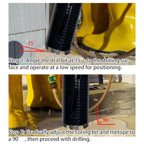 Core Drill Bits 2 1/4 inch Diameter 10in/254mm Drilling Depth Concrete Laser-Welded for Concrete with Rebar Brick Block Masonry Two 5/8-11" Thread Adapters 2 1/4 inch | 57mm