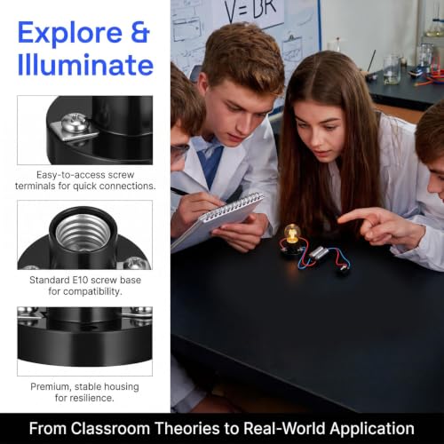 WOONEKY Pack of 10 E10 Lamp Holder, Mini Screw Base for Physics Experiments, Lamp Base with Flat Head, for Indoor and Outdoor Use, for Classroom, Office and Home