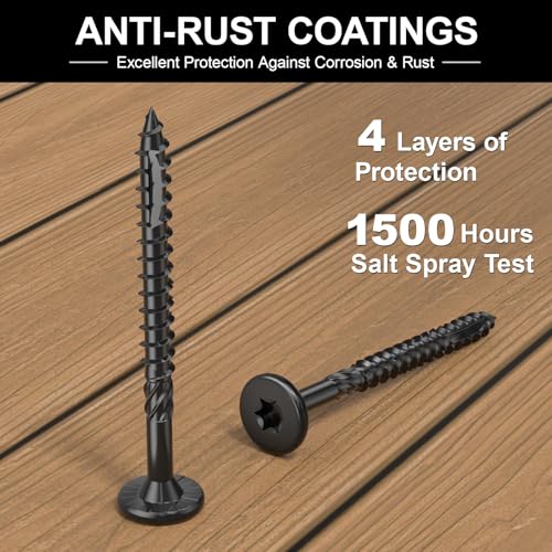 FMhotu #14 Heavy-Duty Wood Screws (4-1/2 Inch,50Pcs,Black) #14 x 4-1/2" Black 50