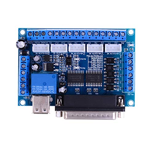 Hailege MACH3 Engraving Machine CNC 5-Axis Stepper Motor Driver Interface Board with Optocoupler Insulation Blue Board + USB Cable