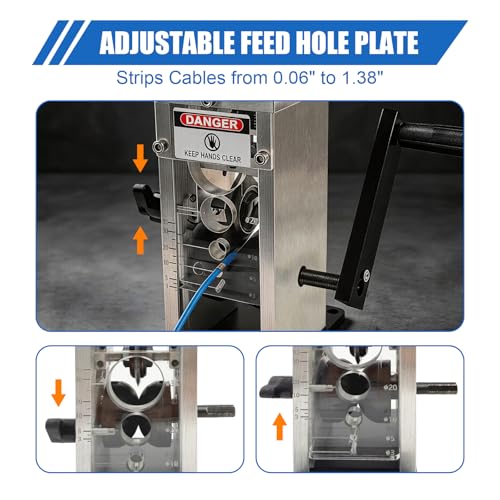 Manual Wire Stripper Machine, 0.06"-1.38" Wire Stripping Machine, Wire Stripping Tool for 1.5-35mm Scrap Wire Copper Wire Stripper Aluminum Alloy Frame Drill Powered Cable Stripper for DIY Cable