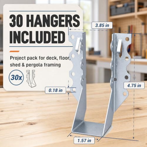 80 Pack 2x6 Joist Hangers, 20 Gauge Galvanized Wood Connectors | Fits Nominal 2 x 6 Lumber, Actual 1-1/2 x 5-1/2 in; Face-Mount Galvanized Brackets for Deck, Floor, Pergola Framing