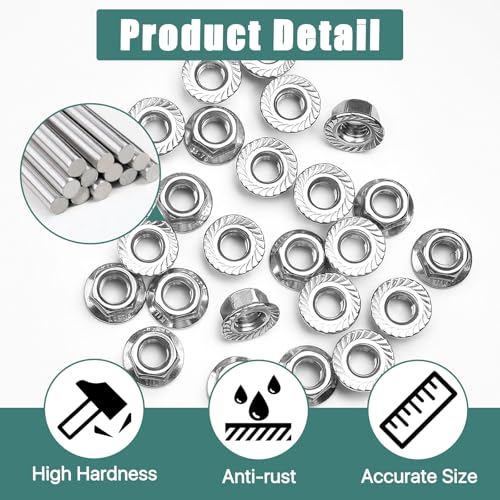 50 Pcs M10 x 1.5mm Flange Nuts,304 Stainless Steel Metric Serrated Flange Hex Flange Nuts, Bright Finish Lock Nuts,Silver M10 x 1.5, 10mm, 10mm