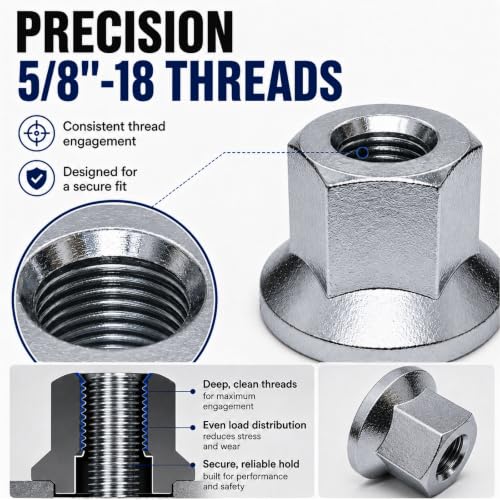 8Pcs Trailer Lug Nut 5/8"-18 Compatible with Swivel Flange Trailer Wheel Studs 5/8 18 Lug Nuts for 7K, 8K, 10K, 12K Axles White