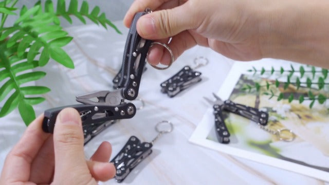 Lasnten 12 Pcs Multitool Pliers, Stainless Steel Foldable Mini Tool,Black Black
