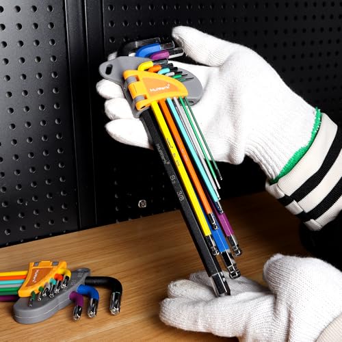 MULWARK 28 PCS Allen Key Set, Long Arm Ball End Hex Key Wrench Set with T-Handle | SAE 1/16–3/8, Metric 1.5–10mm, Torx T10–T50 | S2 Steel Allen Wrenches Set 28 pcs Metric SAE Torx