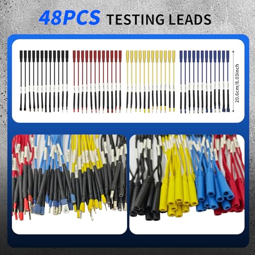 76-Pcs Automotive Circuit Test Lead Kit, Multimeter、Electrical Test Leads Kit, Back Probe Kit, Alligator Clip, Acicular Probe, Banana Plug Adapters, Volt Meter Lead (with Carrying Case) 76 Pcs Kit