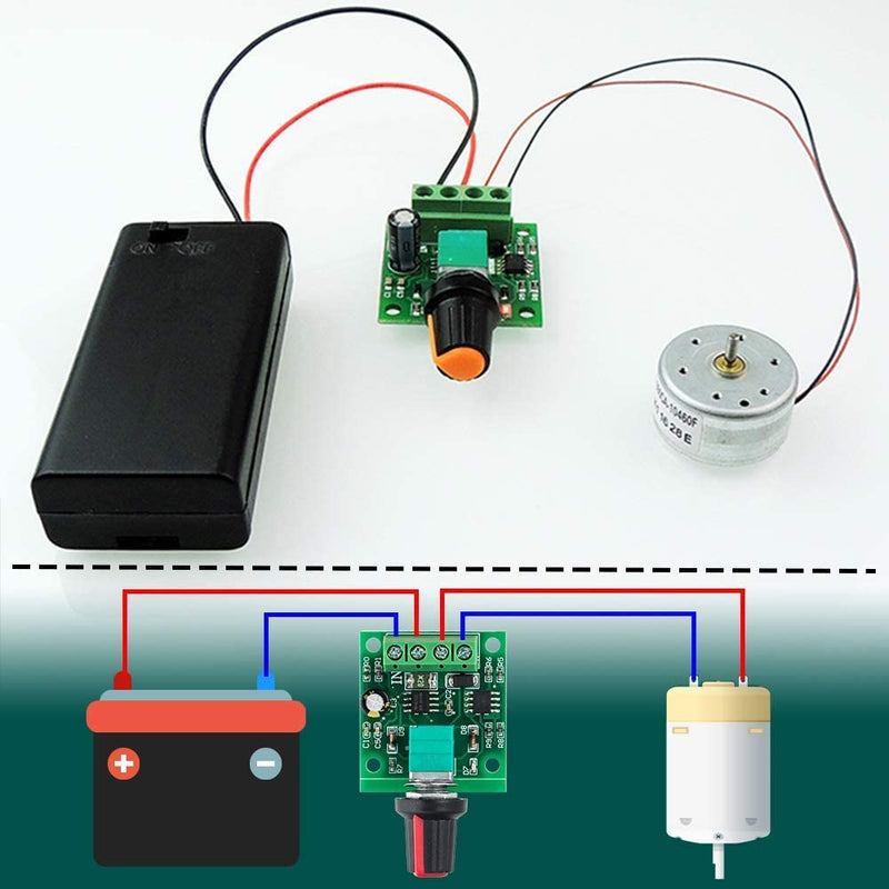 RUNCCI-YUN 2pcs 1.8V 3V 5V 6V 7.2V 12V 2A PWM Motor Speed Controller, DC Speed Controller 12V, Motor Speed Switch Controller LED Volt Regulator Speed Controller