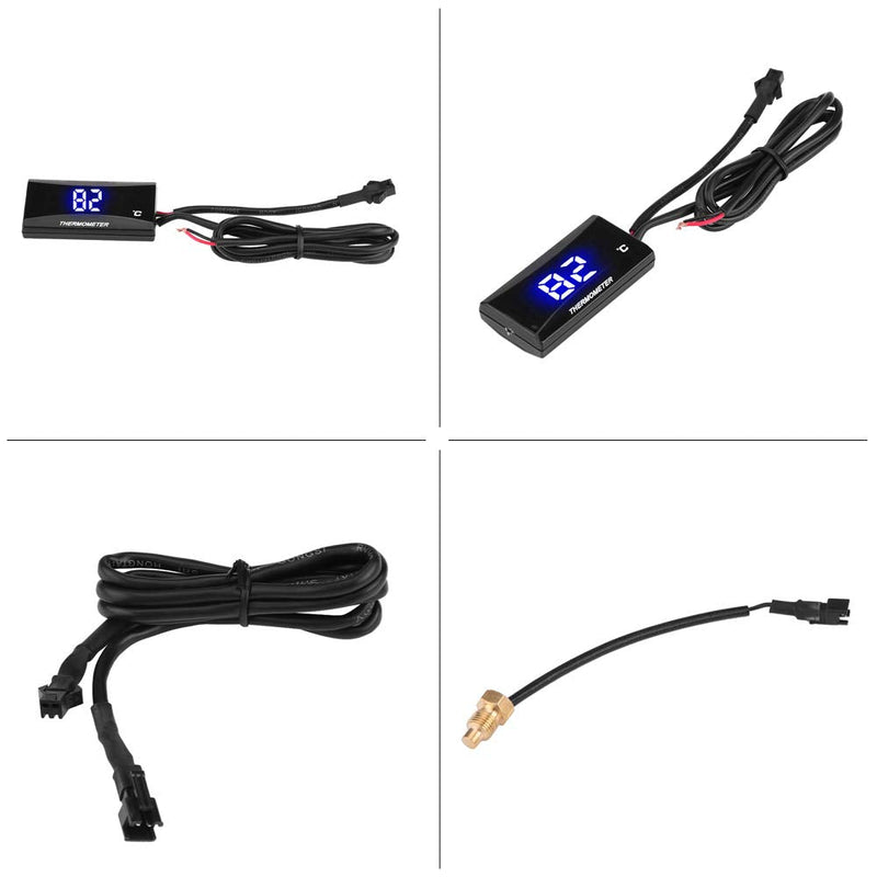 Keenso Motorcycle Thermometer Digital Blue, Motorcycle Digital Thermometer Water Temperature Digital Hygrometer Humidity Temperature Meter for Racing Scooter