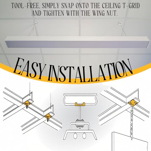 Silkfly 50 Pcs White Spring Steel T Bar to Electrical Fixture Twist Clip with Wing Nut, Mounting Clip for Installation of Suspended Drop Ceilings for 15/16 Inch T-Grid