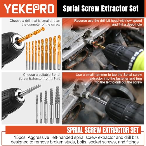 40PCS Metric Bolt & Screw Extractor Set and Left Hand Drill Bit Set 40PCS