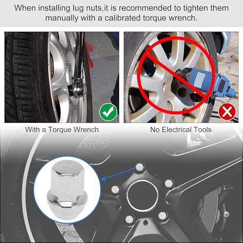 20 Pcs M12x1.50 Lug Nuts for Chevrolet Impala 2008-2009 Alloy Steel Wheel Lug Nuts No.6112631/611263/91000281 Silver Tone