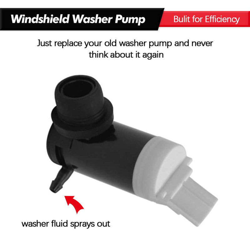 Windshield Washer Pump w/Grommet Replacement for Ford E150 E250 E350 E450 F150 F250 F350 F450 F550 F650 F750 Replaces OEM WG-318 8C3Z17664A