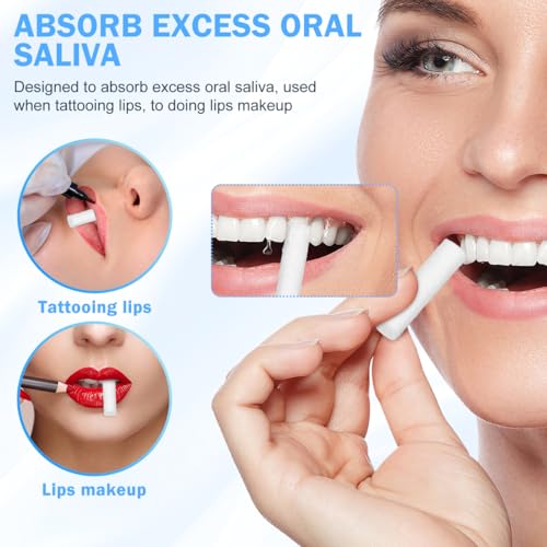 Healvian Tattoo Cotton for Lips, Mouth Bleeding Plug, Practical Cotton Rolls for Dentistry, Highly Absorbent, Safe and Lightweight