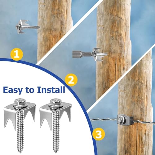 100Pcs 304 Stainless Steel Fence Staples for Wire Fencing, Reusable Fence Fasteners for Wire Mesh & Woven Fencing, Easy Install with Power Drill 100 pcs