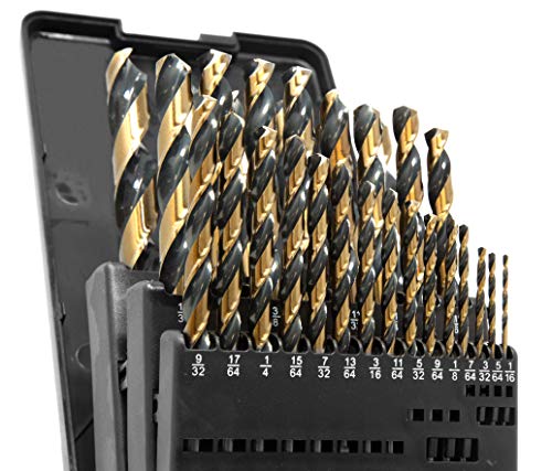 WEN DB292G 29Piece Fully Ground Black Gold HSS Jobber Drill Bit Set with Carrying Case