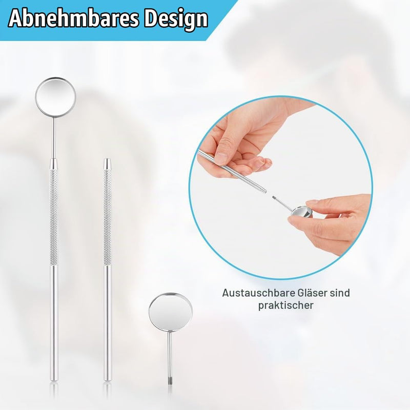 AOOWU Pack of 2 Dental Mouth Mirrors, Mouth Tooth Mirror, Inspection Mirror, Dental Care Set, Stainless Steel Mouth Mirror, Dental Care Mirror, Easy Viewing for Dentists and Eyelash Extensions