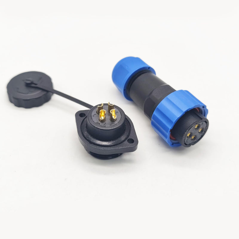 Elecbee Connector Aviation Plug SP21 IP68 4 Pin Female Plug and Male Socket 2 Holes Flange Straight Waterproof and Dustproof Satellite Cable Connector