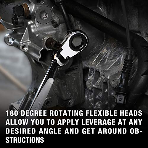 DURATECH Extra Long Flex-Head Ratcheting Wrench Set, 5-Piece, SAE