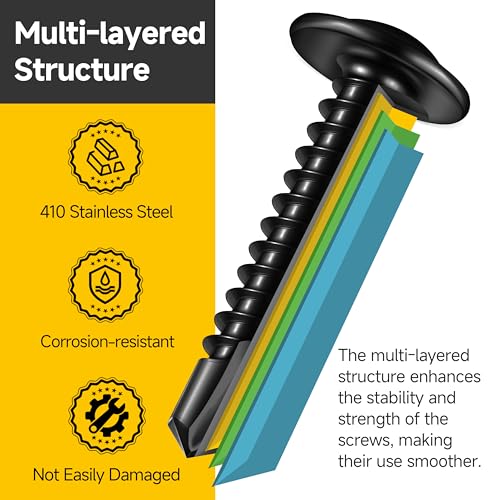 Mywish 145 Pieces #8 Self Tapping Screws Assortment Kit for Metal & 300Pcs #10 x 1-1/2 Hex Head Self Tapping Metal Roofing Screws with Rubber Washer, Self-Drilling Screws Quick Tapping Screw