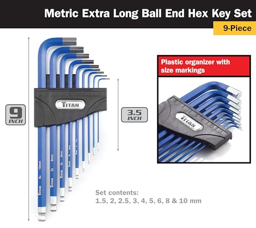 Titan 12764 22-Piece SAE and Metric Hex Key Set XL SAE/Metric