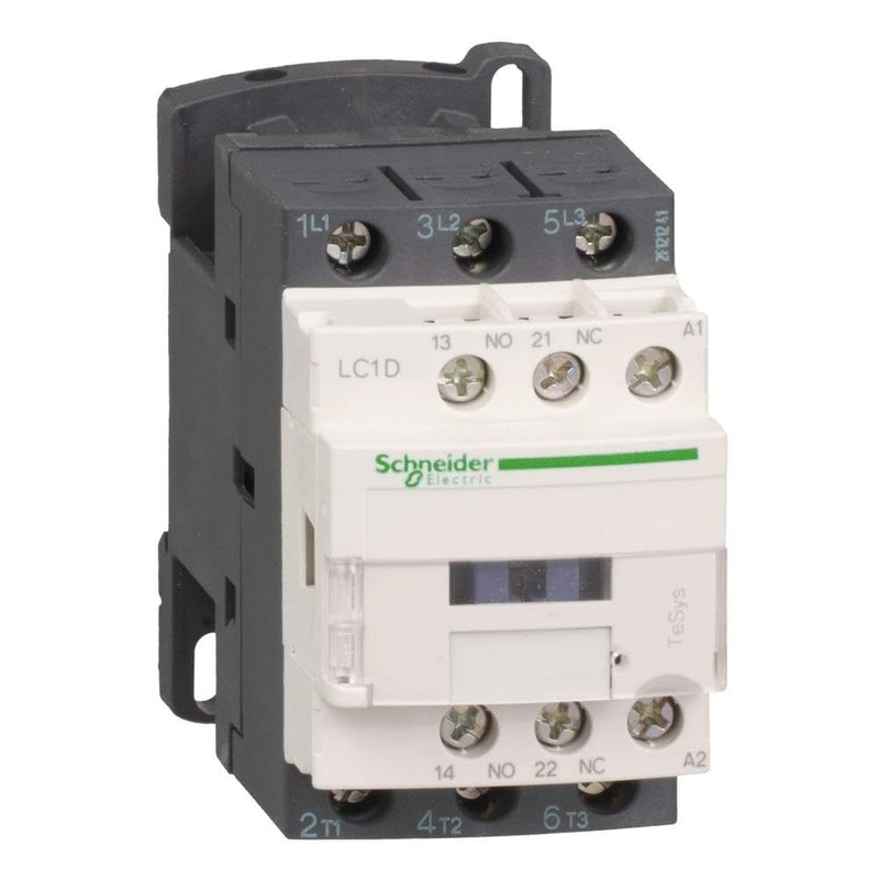 Schneider Electric TeSys Control LC1D Power Contactor, 3 Poles, LC1D18B7 | 1S+1Ö, 7.5 kW, 400 V AC3, coil 24 V AC, 18 A 18A 24V AC Coil dark gray
