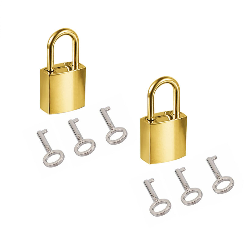 Mini Metal Lock - 10 Sets Zinc Replacement Pad - Small Locks with Keys, Mirror Glossy (Gold) gold - 10 sets