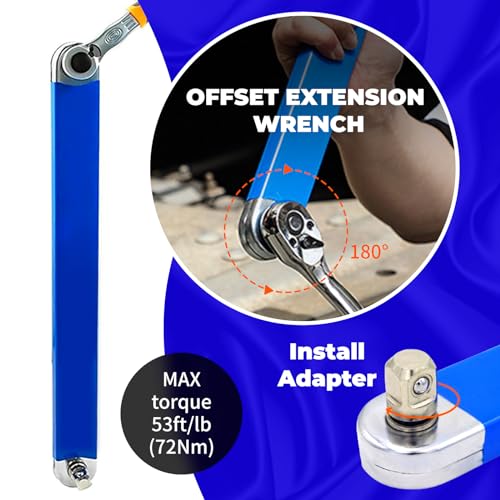 Pro Zero Offset Extension Wrench,Extended Universal Ratchet Wrench,Multifunctional Tight Reach Extension Wrench Set With 1/2",1/4" And 3/8" Square Drive Adapters,Wrench Extender Tool (2PCS)