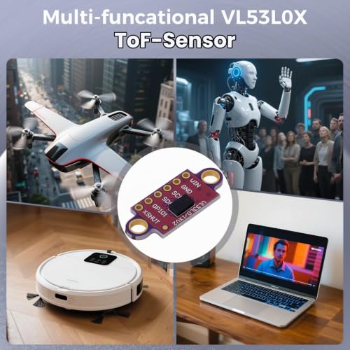 5PCS VL53L0X ToF Sensor, VL53L1X V2 Flight Time Laser Distance Sensor Breakout Module 3-5V I2C IIC for Arduino, ESP32