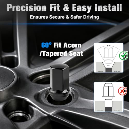 24 Pcs M14x1.5 Black Closed End Lug Nuts OEM 611-236, One Piece