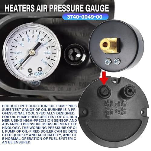 Oil Burner Pumps Test Gauge 70-025-0100 heaters Air Pressure Gauge ，Vacuum Pressure Gauge 21-1115 Fits Desa, Reddy, Master, Remington, All-Pro, Dyna Glo, Dayton, Knipco, etc Kerosene heaters