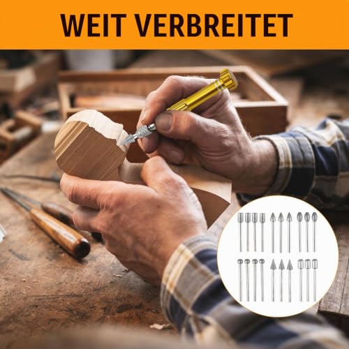 Diamond Cutter Set, 20 Pieces Engraving Pen, Diamond Burr Grinding Pins, Compatible with Dremel Rotary Tool Accessories with 1/8 Inch Shank, for Stone, Glass, Ceramic Carving, Grinding, Polishing, Engraving