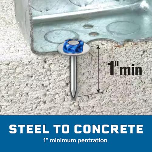 Tapcon 3 Inch Corrosion Resistant Powder Actuated Drive Pin, 100 PCS, with Washer, for Pressure Treated Wood, Made in the USA, Compatible with Tapcon T22, TP22, HS22, & SA27 Powder Actuated Tools ACQ, With Washer 3"