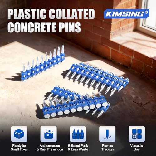 KIMSING 1 Inch Plastic Collated Concrete Pins, 1000PCS Box, 12 Gauge 1 box