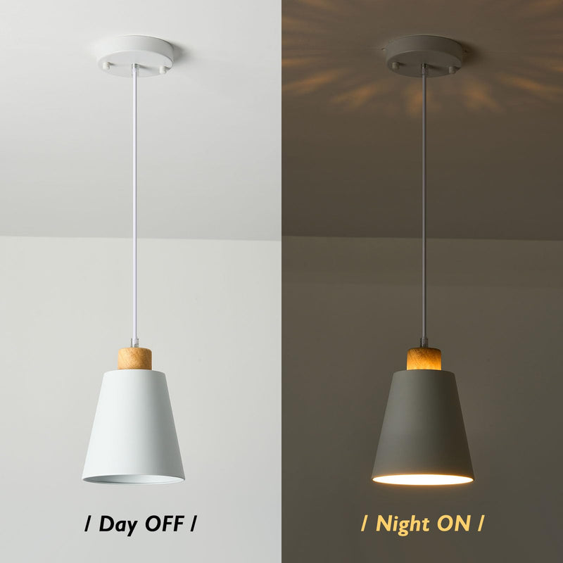 White Pendant Light Kitchen Island Wood Pendant Lighting Mini Modern Hanging Light Small Pendant Light Fixture for Dining Room,Bar,Bedroom,Adjustable Cord,5.94 inch,1 PCS White 1 PACK