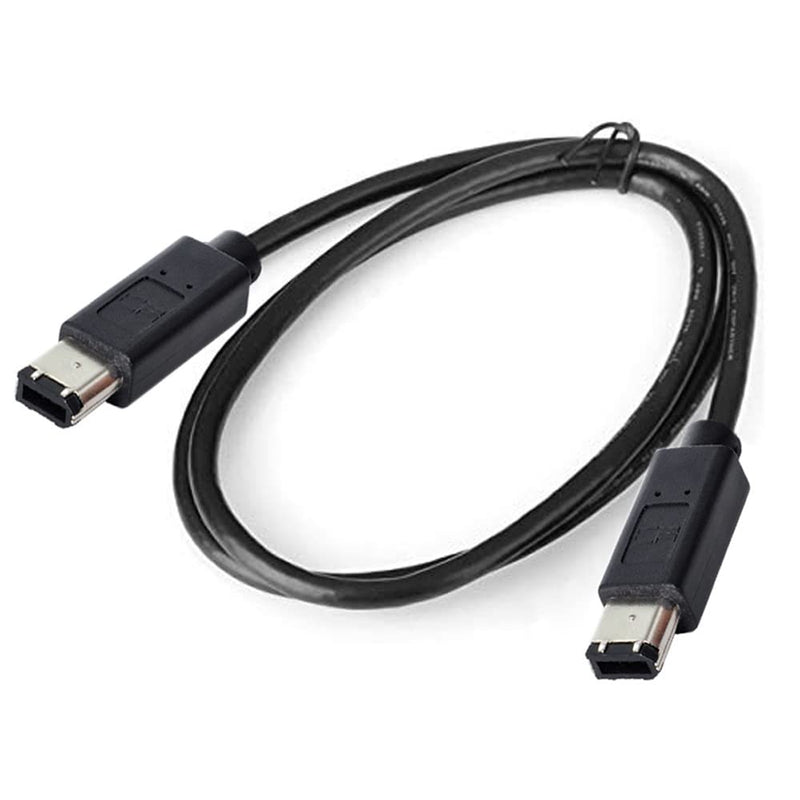 CY IEEE 1394 Firewire 400 6-pin to 6-pin Cable FireWire 400Mbps 6p to 6p Capture Cord 1.8m Black 6Pin Male-6Pin Male