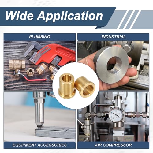 sourcing map 4PCS Flange Sleeve Bearings, 3/8" Bore x 1/2" OD x 1" Length, Self-Lubricating Brass Flange Bushings Sleeve, 9.5mm Bore x 12.7mm OD x 25.4mm Length 4