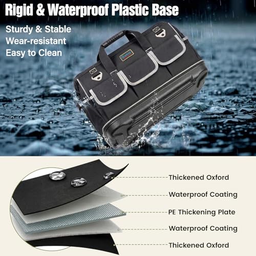 18 Inch Heavy Duty Tool Bag, 16-Pocket Tool Box Organizer, Black 18 Inch
