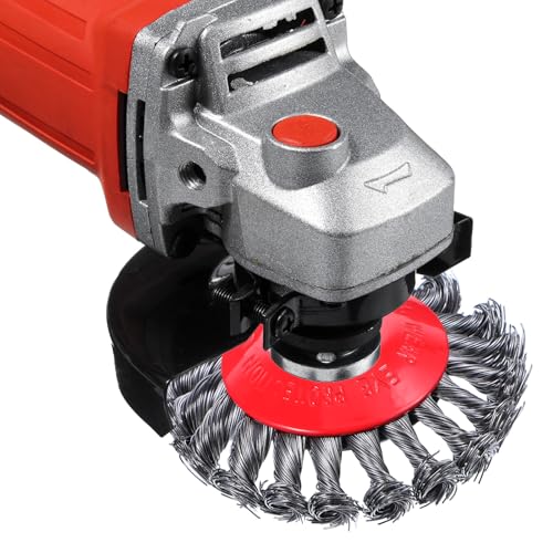8 Pack 4 Inch Twist Knotted Wire Wheel Brush for Angle Grinder with 5/8 Inch-11 Threaded Arbor - 0.02 Inch Carbon Steel Wire for Heavy-Duty Conditioning