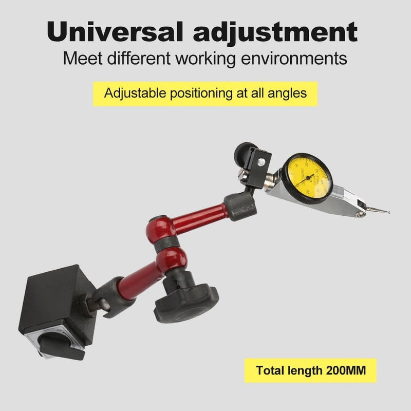 0.01 mm Dial Indicator with Magnetic Holder, 0-0.8 mm Flexible Magnetic Measuring Tripod Base Holder + Lever Gauge, Magnetic Measuring Stand with Dial Indicator for Measuring Surfaces in Tight or