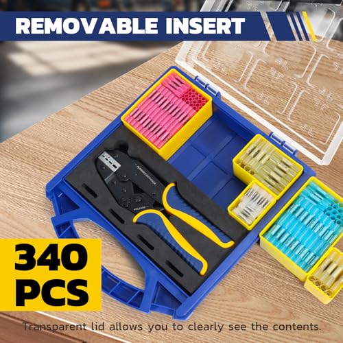 haisstronica 340PCS Heat Shrink Butt Connectors Set, 9" Wire Crimper 340 PCS