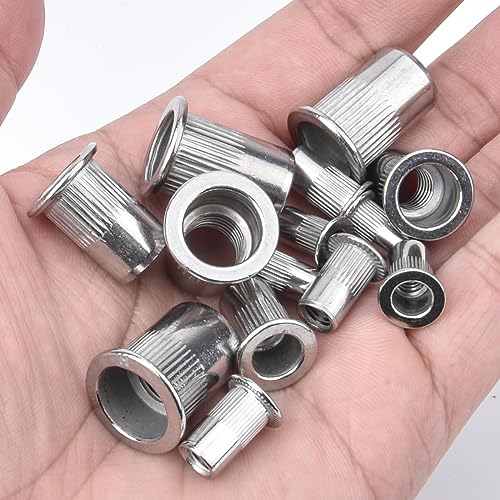 VIGRUE Rivet Nuts Assortment Bulk Kit with Portable Case, Nutserts RivnutsKit Flat Head