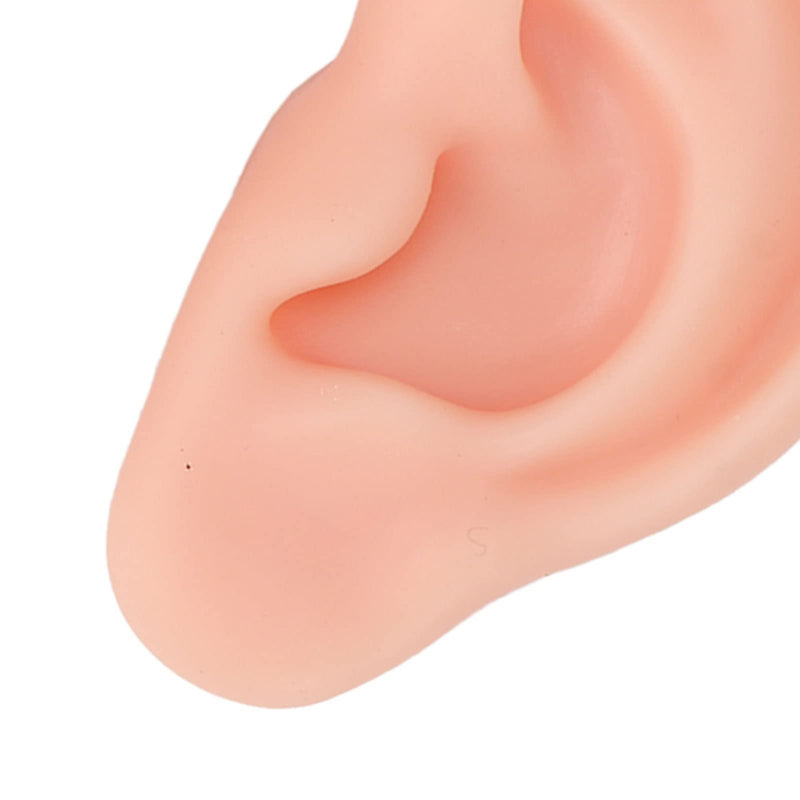 Human Ear Model, 1 Pair Soft Silicone Simulation Ear for Piercing Exercises and Jewelry Display (1#) 1#
