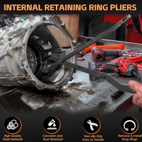 Sunluway 1489-26" Internal Retaining Ring Pliers, Large Snap Ring Pliers with Straight Tips for GM 5L40, 5L50, 6L50, 6L80 and 6L90 Transmissions, Heavy-duty Snap Ring Removal Pliers