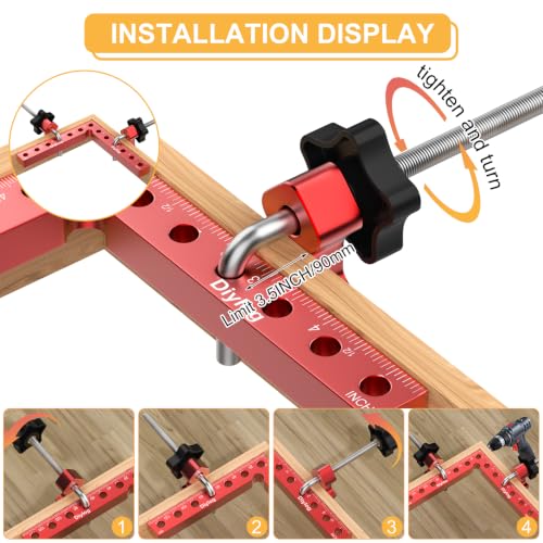 Corner Clamp for Woodworking, 90 Degree Corner Clamp, 4 Pack 5.5"x 5.5" Aluminum Alloy Right Angle Woodworking Tools, Positioning Squares for Picture Frame, Box, Cabinets, Drawers